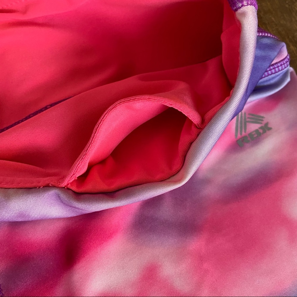Women multi-colored Capri leggings.  Bright colors that are camouflage designed. - Picture 2 of 3